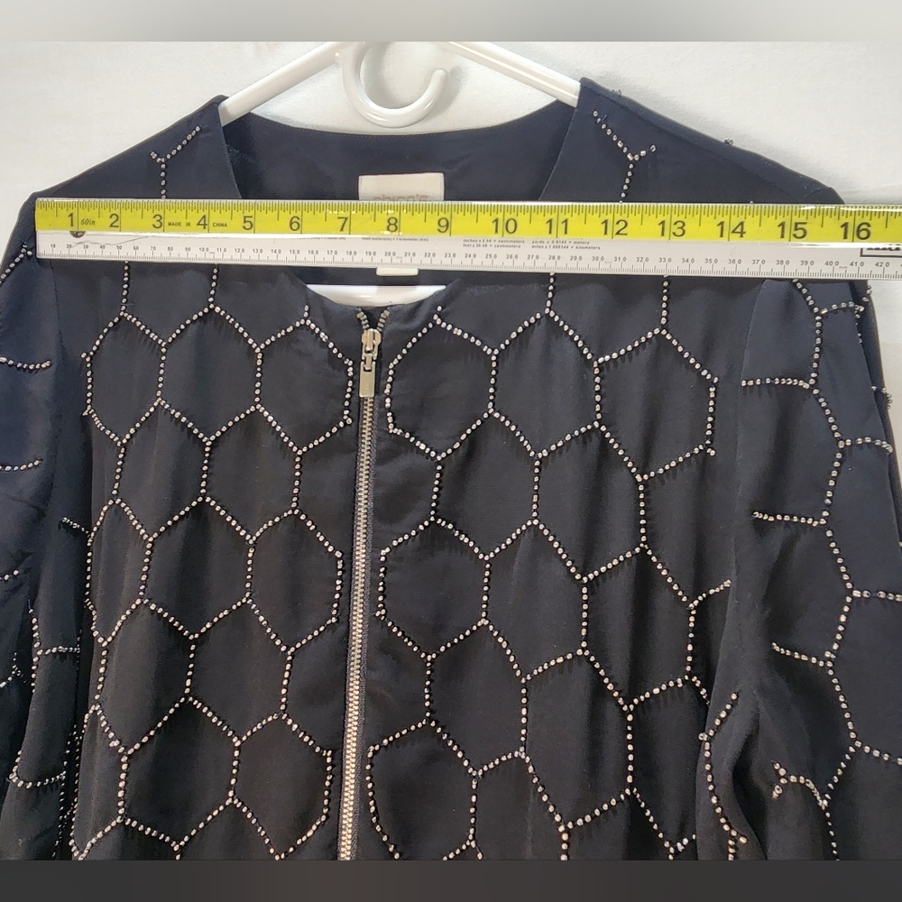 Chico's Black Geometric Patterned Beaded Women's … - image 5